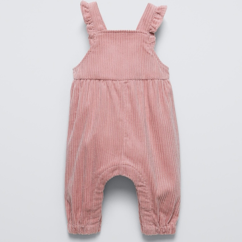 [NWT] Zara Pink Corduroy Overalls 9-12m